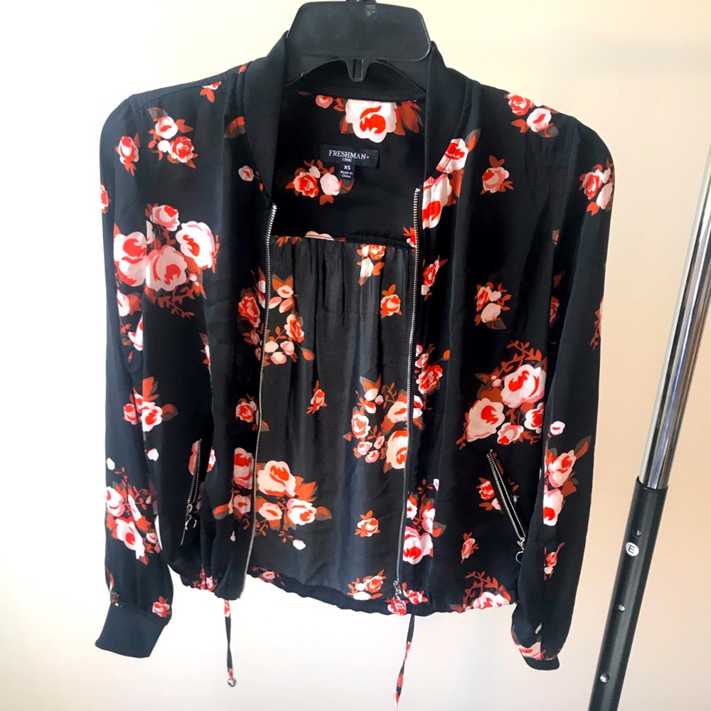 Black and pink floral jacket